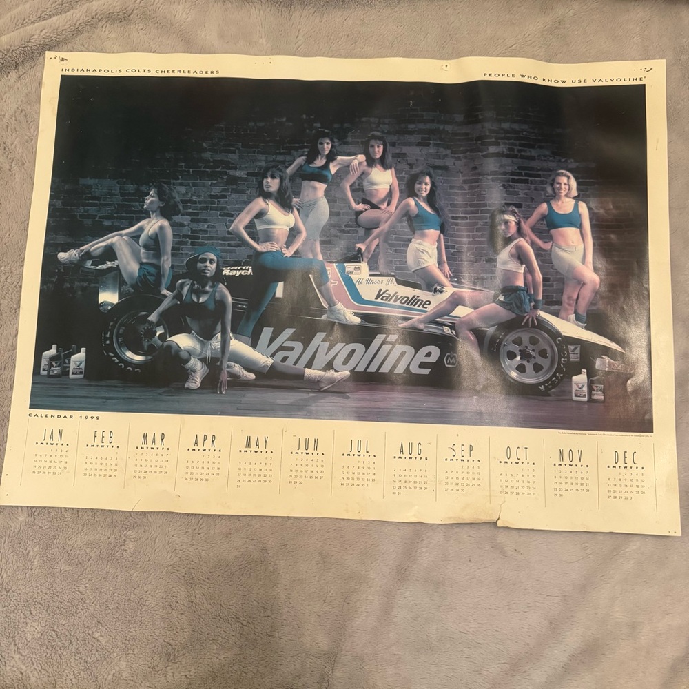 1992 Valvoline Colts Cheerleaders‎ Al Unser Jr IndyCar Promo Calendar Poster